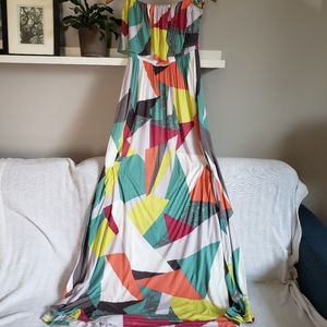 PacSun + Seneca Rising Geometric Print Strapless Maxi Dress Size Medium